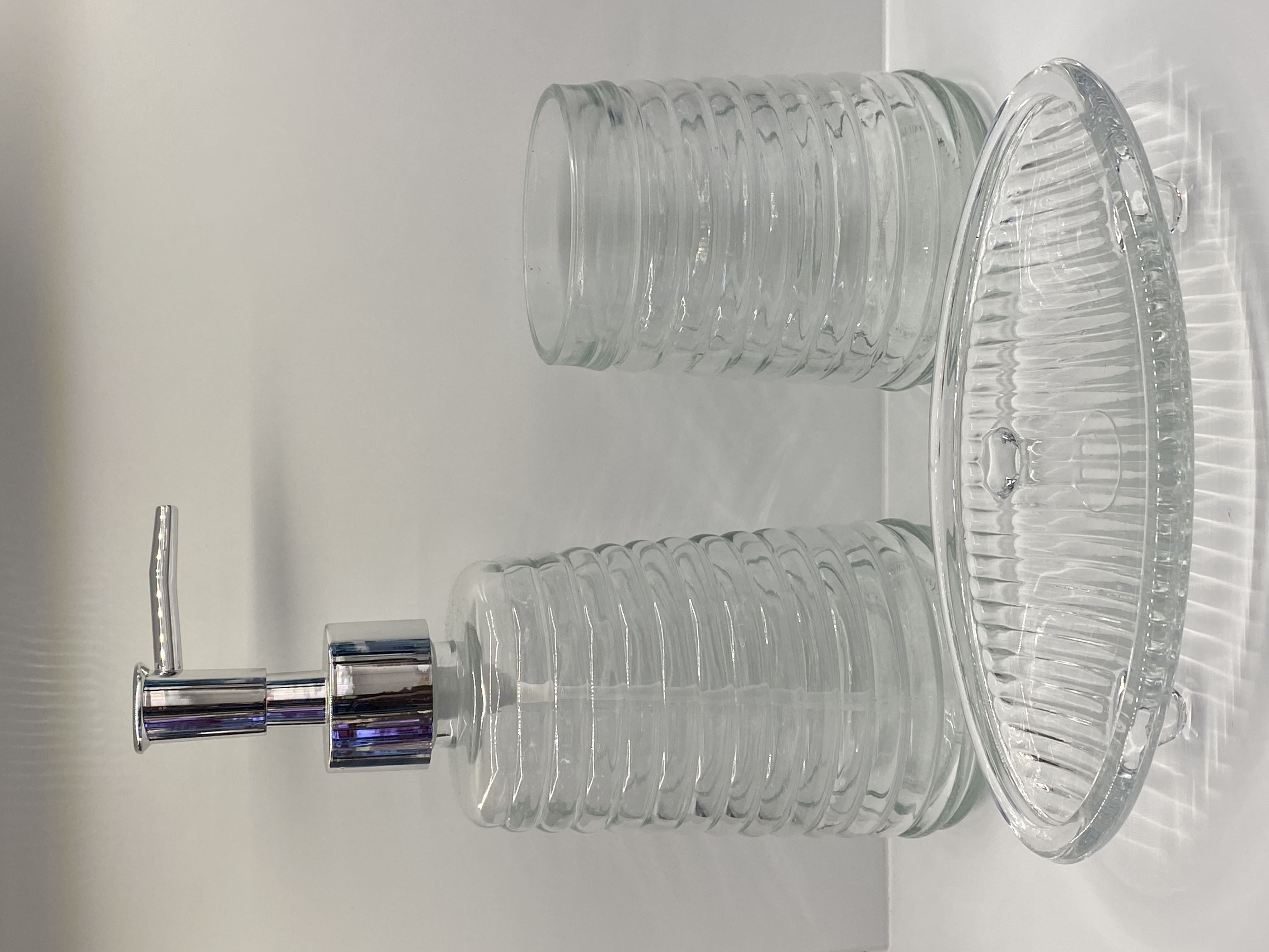 Set of glass portioning bottles, hand sanitizer bottles, cups, soap boxes detail image 5