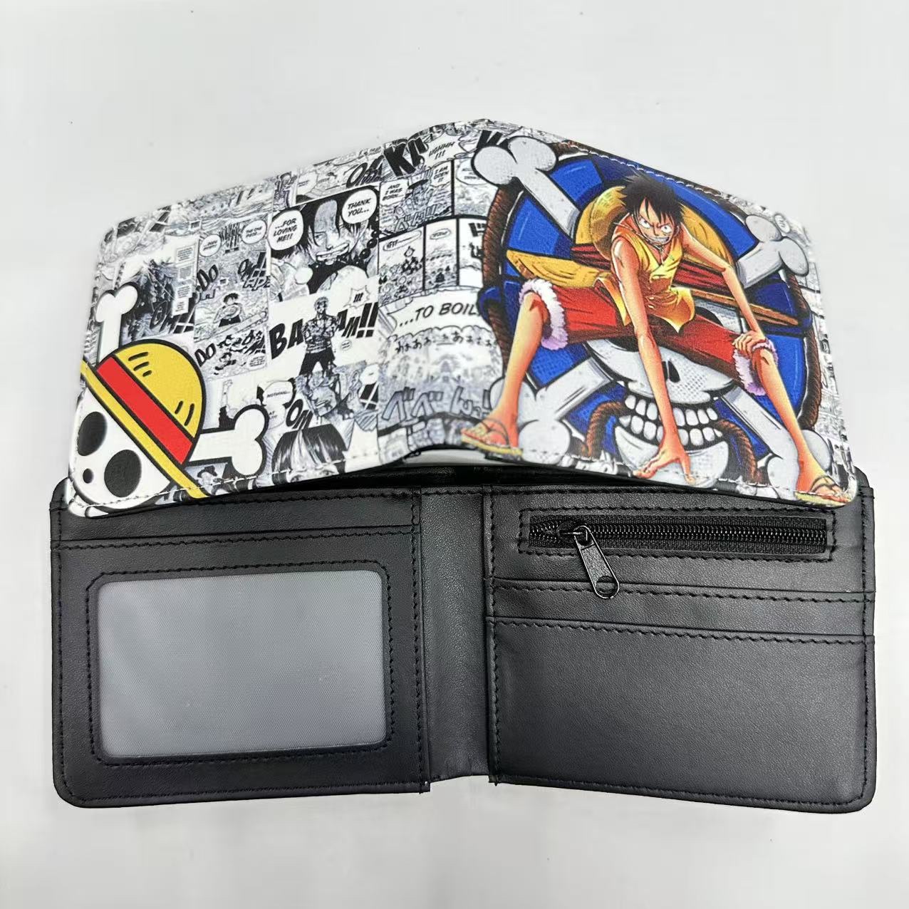 海贼王周边短款对折钱包尼卡路飞索隆艾斯学生通用PU皮零钱包钱夹 细节图