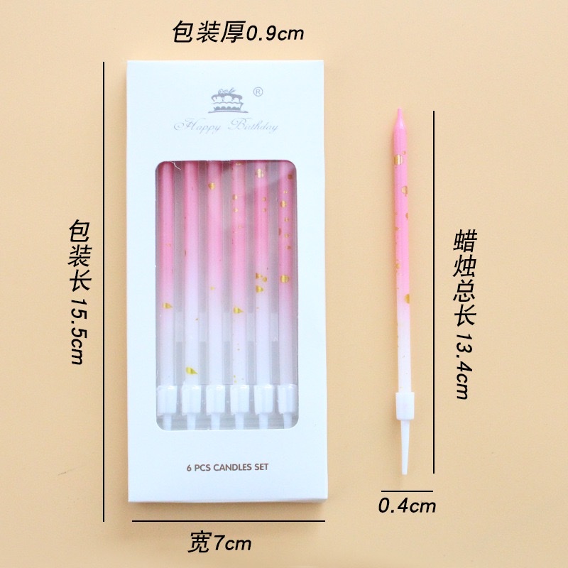 6 pieces per box, birthday candles for party decoration, birthday party supplies, colorful/gold/gradient/colored birthday candles, warm home candlelight gifts, cake decoration supplies, furniture decoration supplies detail image 14