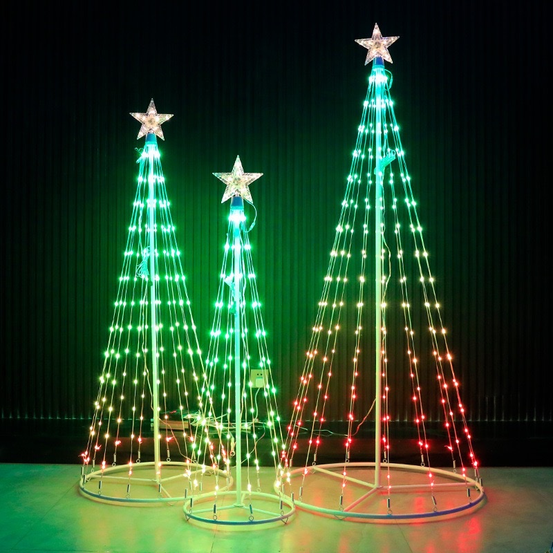 The Christmas tree remote control Bluetooth APP intelligently controls the iridescent RGB leather wire light conical Christmas outdoor living room decoration Christmas tree Christmas supplies Christmas decorations Specification image
