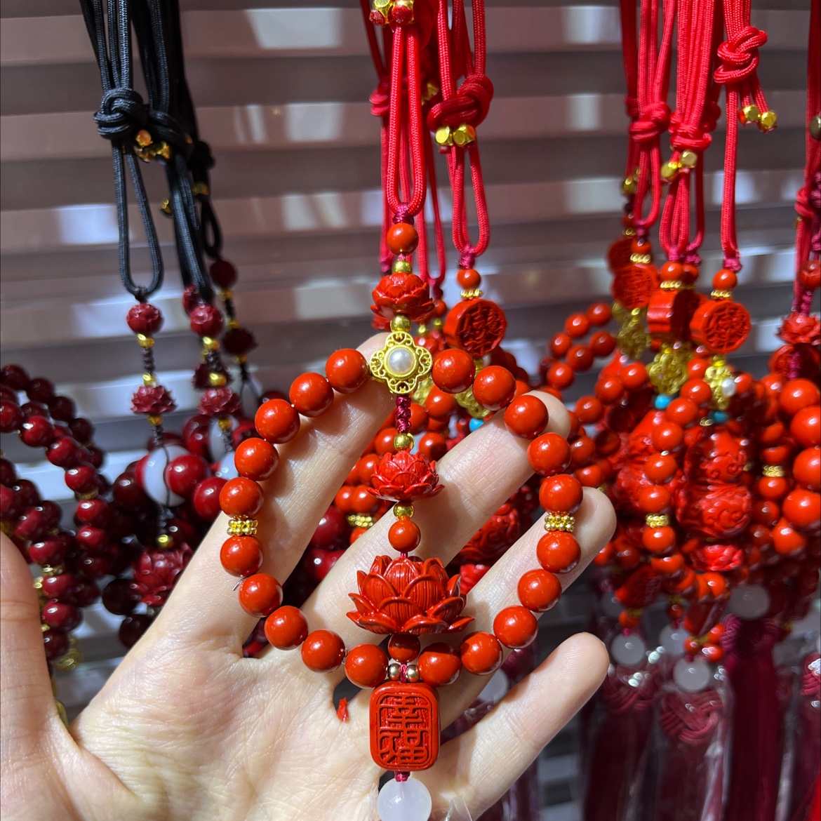 祥云朱砂葫芦车挂手工编织平安结汽车挂饰朱砂挂件吊坠 详情图2