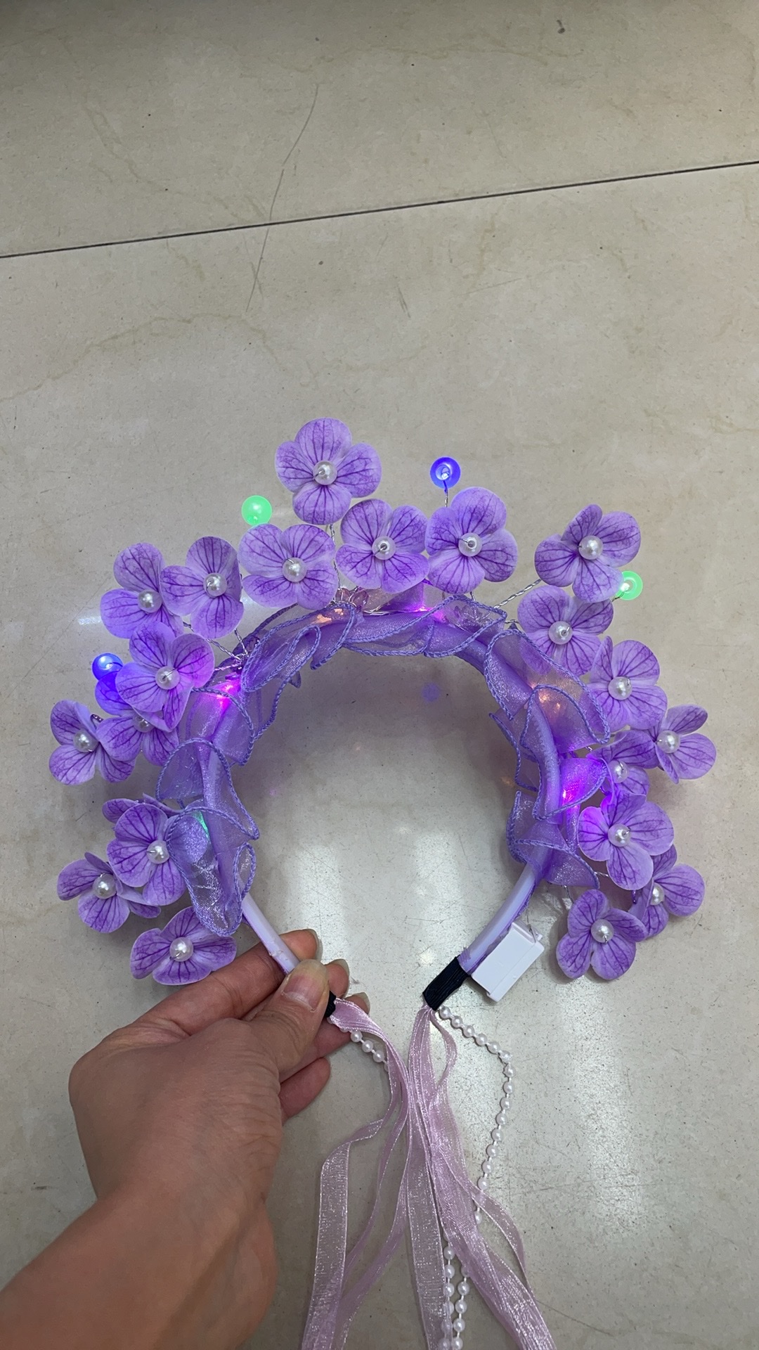 小轻奢蝴蝶兰仿真手感簪花发光发箍3 D打印花片发夹儿童发夹详情图3