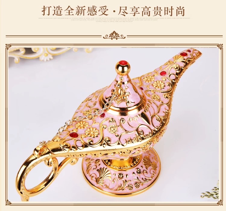 Aladdin's magic lamp tinware, retro European handicrafts, alloy creative, Russian wish lantern, home metal decorative items, handicrafts, gilding with resin coating, sturdy alloy made, elegant and romantic European style, purely hand-carved detail image 14
