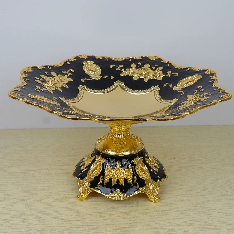 European-style fruit platters, luxurious metal fruit platters for home use, high-end display on ktv room tables, snack plates, dried fruit platters, elegant and retro with a sense of layering, fruit platters for storage and decoration Specification image