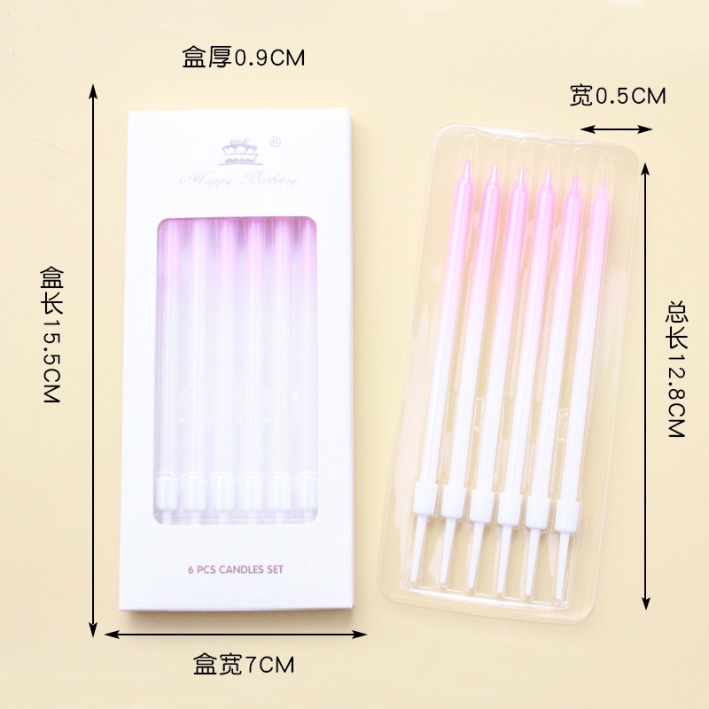 6 pieces per box, birthday candles for party decoration, birthday party supplies, colorful/gold/gradient/colored birthday candles, warm home candlelight gifts, cake decoration supplies, furniture decoration supplies detail image 12
