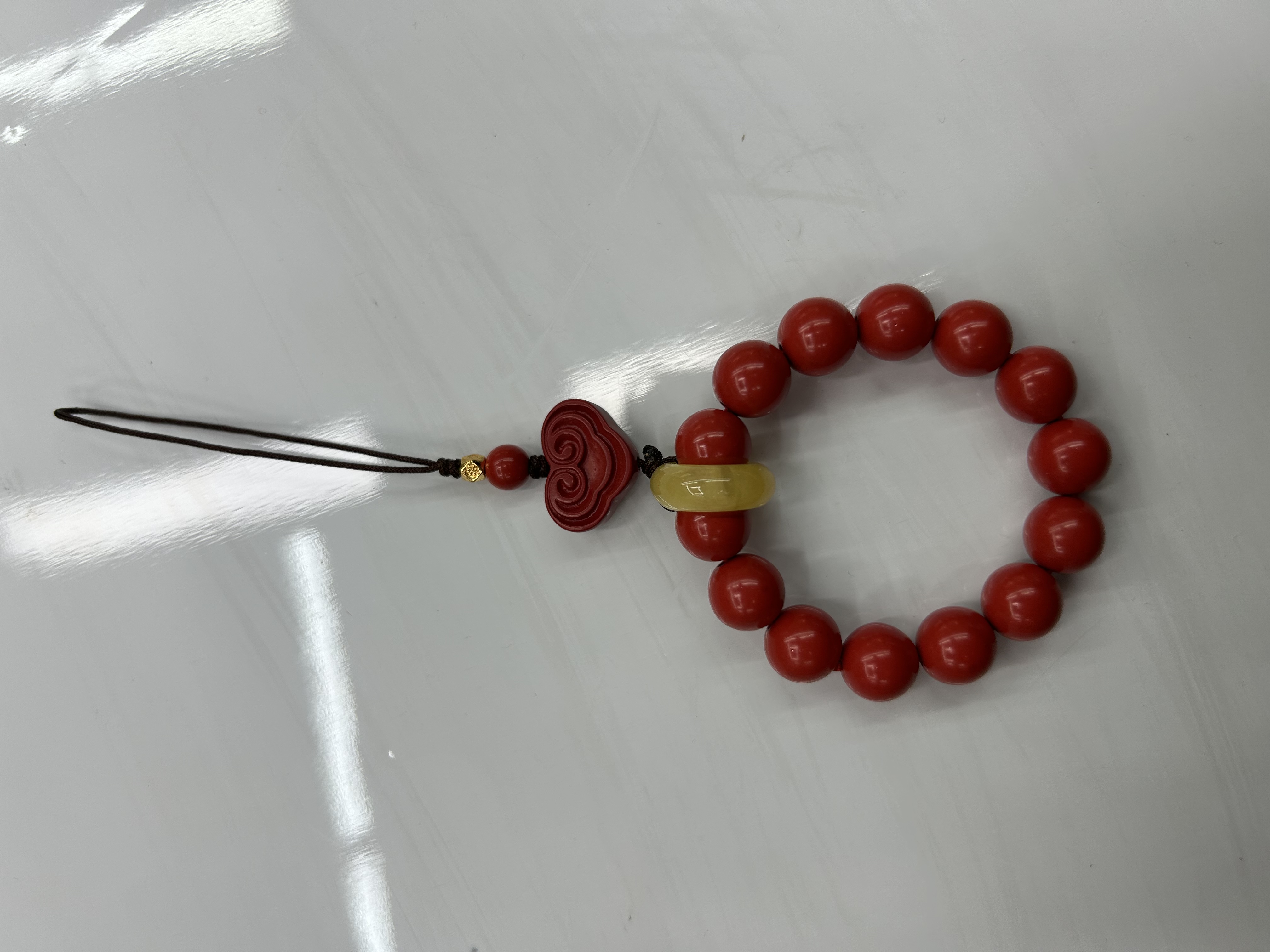 Natural cinnabar high-content red sand car, bag, mobile phone, wealth, peace and auspicious cloud gifts detail image 6