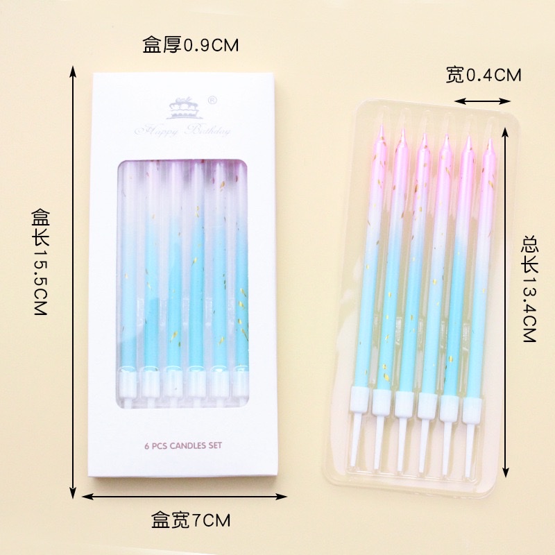 6 pieces per box, birthday candles for party decoration, birthday party supplies, colorful/gold/gradient/colored birthday candles, warm home candlelight gifts, cake decoration supplies, furniture decoration supplies Item Picture