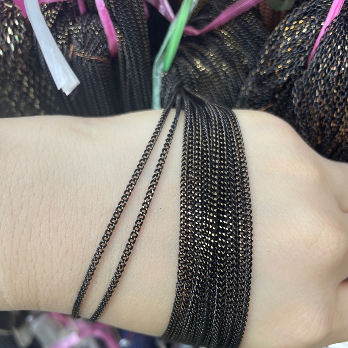 Pearl chain, acrylic chain buckle, semi-finished decorative chain, fashionable and simple, versatile pieces, multiple colors available, 160sf black batch chain, copper chain, pearl chain details Picture