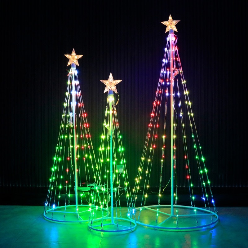 The Christmas tree remote control Bluetooth APP intelligently controls the iridescent RGB leather wire light conical Christmas outdoor living room decoration Christmas tree Christmas supplies Christmas decorations Item Picture
