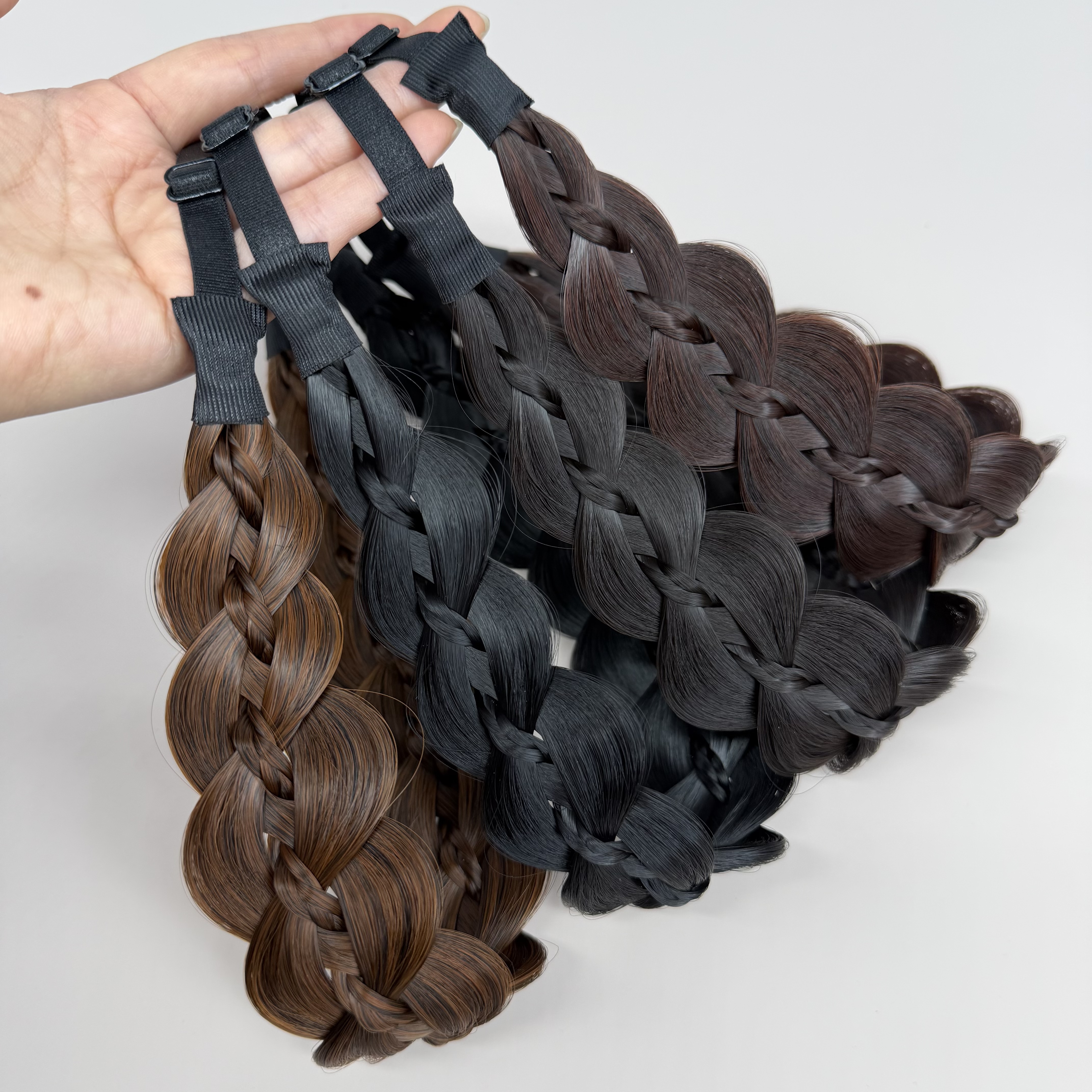 磁吸发箍假发一体鱼骨麻花辫新款编发头饰盘发带增高颅顶发饰头箍详情3