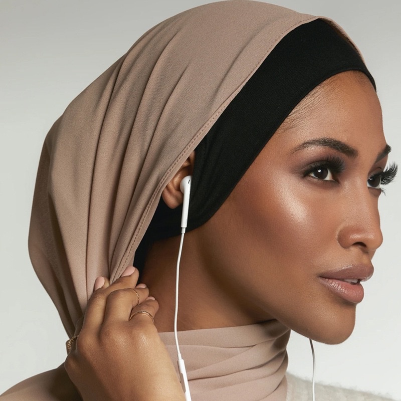带耳洞套头帽小帽打底帽 hijab厂家直销跨境平帽檐跨境中东打底帽 产品图