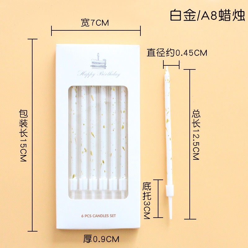 6 pieces per box, birthday candles for party decoration, birthday party supplies, colorful/gold/gradient/colored birthday candles, warm home candlelight gifts, cake decoration supplies, furniture decoration supplies detail image 19