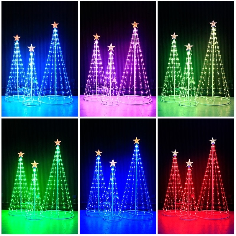 The Christmas tree remote control Bluetooth APP intelligently controls the iridescent RGB leather wire light conical Christmas outdoor living room decoration Christmas tree Christmas supplies Christmas decorations detail image 4