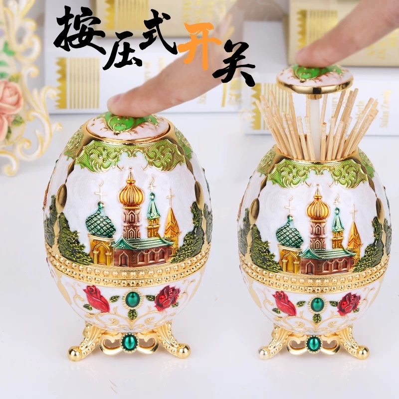 European-style toothpick box, creative automatic high-end hand-pressed retro toothpick can, table and living room, simple toothpick bucket for home use detail image 6