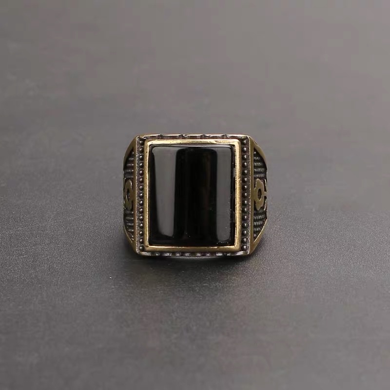 男士玛瑙天然石复古合金戒指爆款外贸热销、个性摇滚，厂家直销！