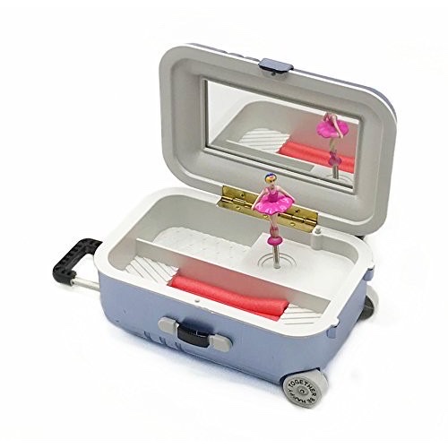 银灰色拉杆箱首饰音乐盒