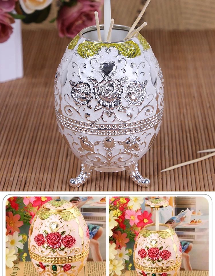 European-style toothpick box, creative automatic high-end hand-pressed retro toothpick can, table and living room, simple toothpick bucket for home use detail image 16