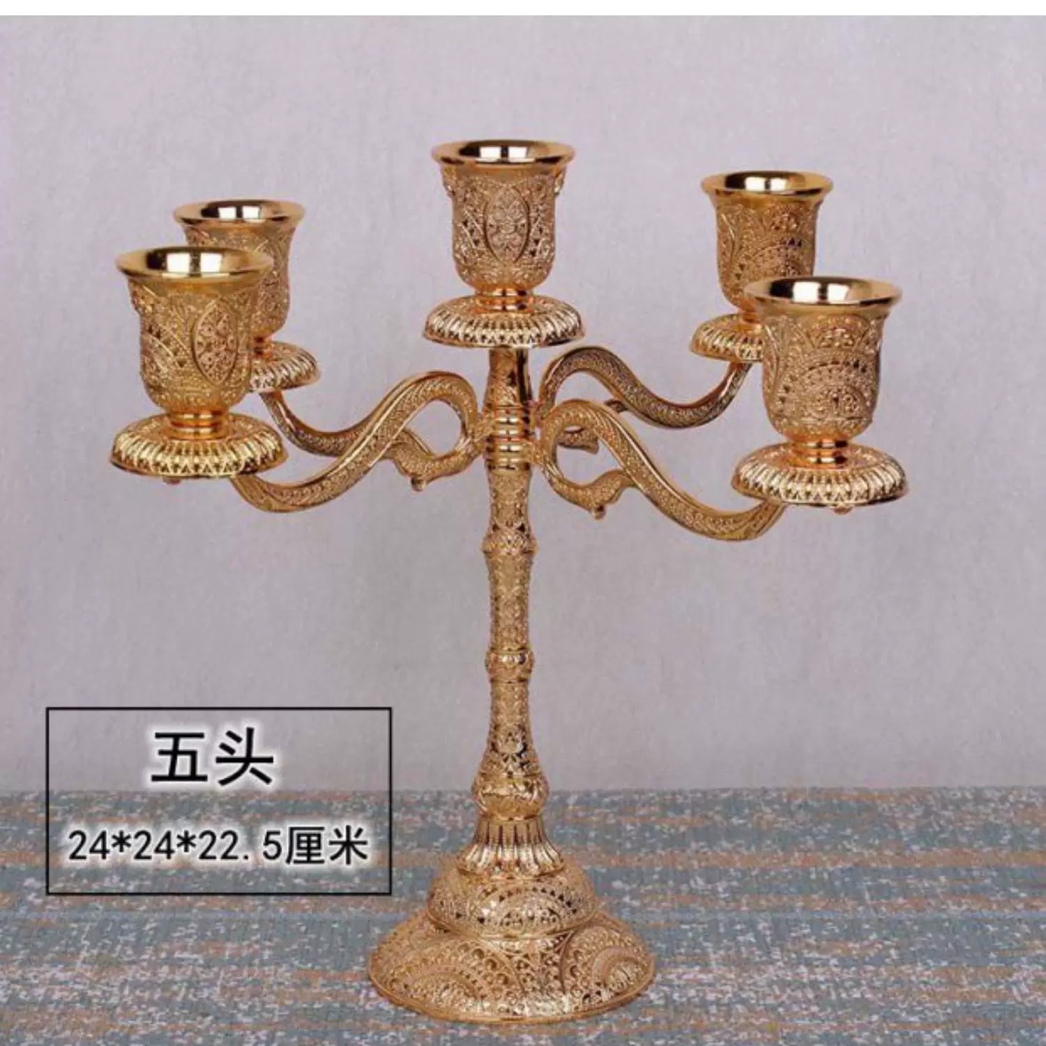 European-style high-end candlestick, romantic wedding decoration for candlelight dinner, hotel Western restaurant, home candlestick, creative decoration, alloy material, professionally manufactured, exquisite shape, European-style candlestick with unique beauty, pure hand-relief detail image 6