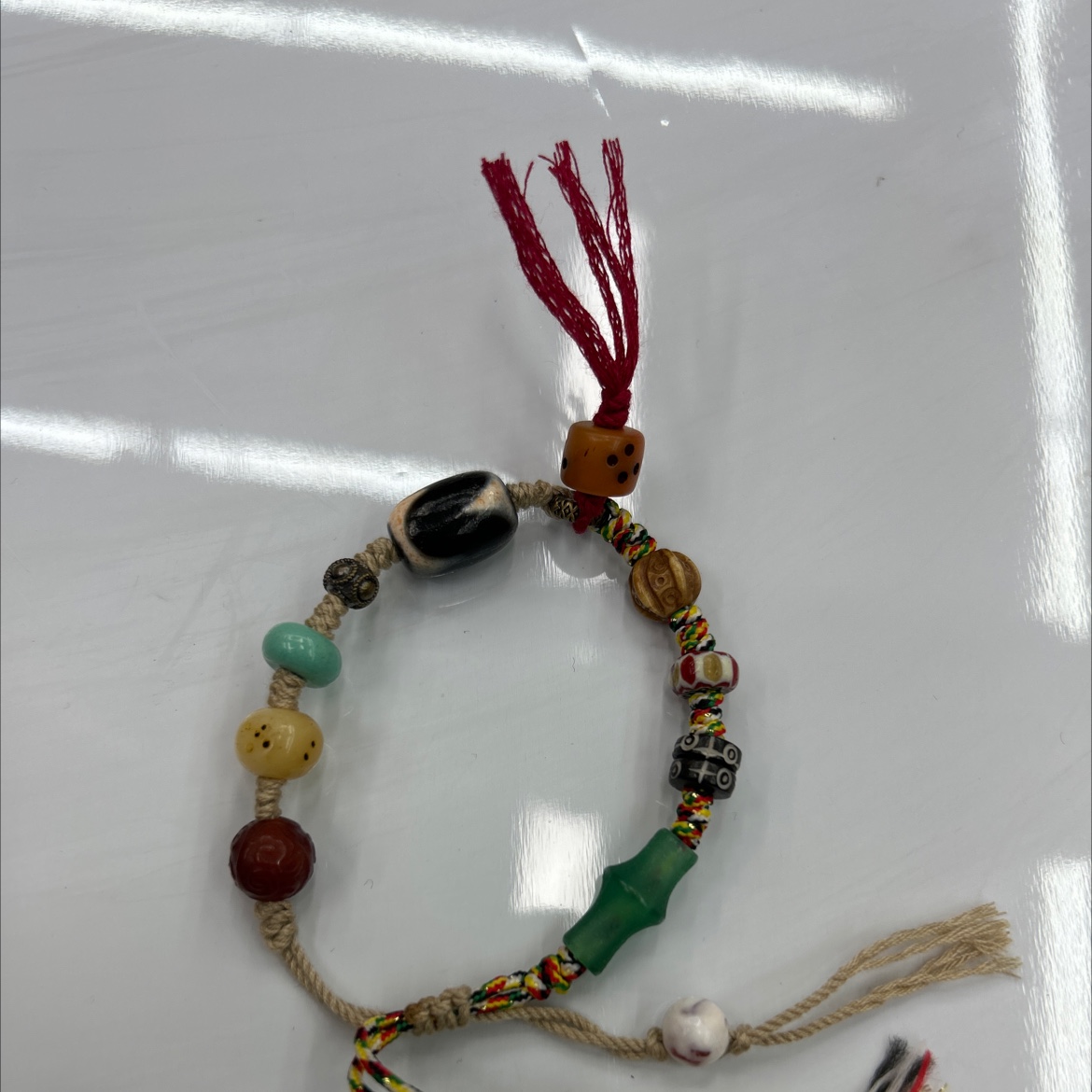 Tibetan-style agate and glass art woven rope bracelet, sky pearl bracelet, popular men and women's same style bracelet accessories