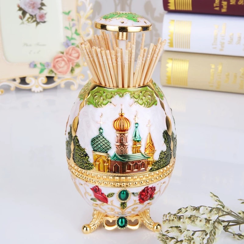 European-style toothpick box, creative automatic high-end hand-pressed retro toothpick can, table and living room, simple toothpick bucket for home use detail image 3
