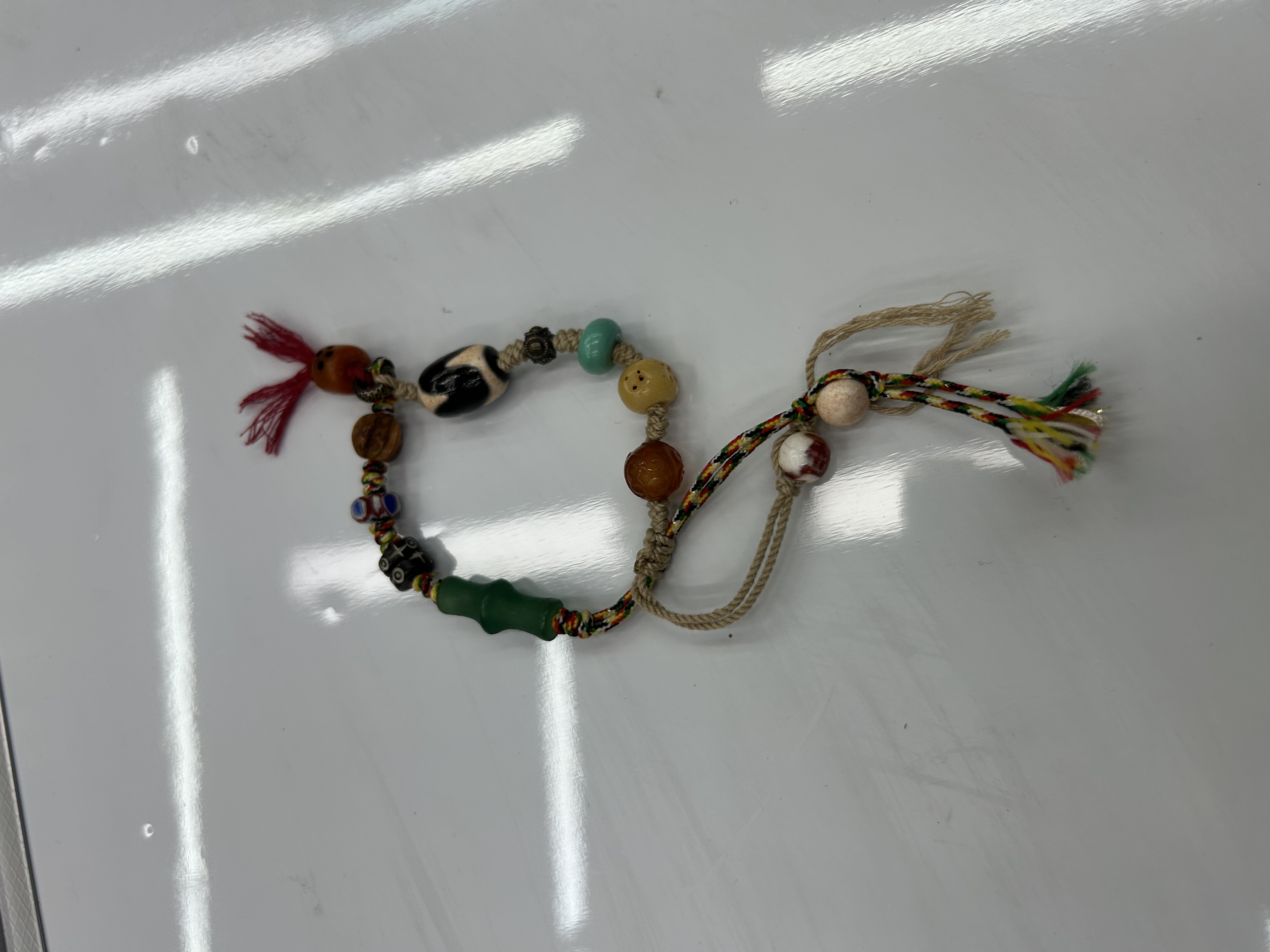 Tibetan-style agate and glass art woven rope bracelet, sky pearl bracelet, popular men and women's same style bracelet accessories detail image 3