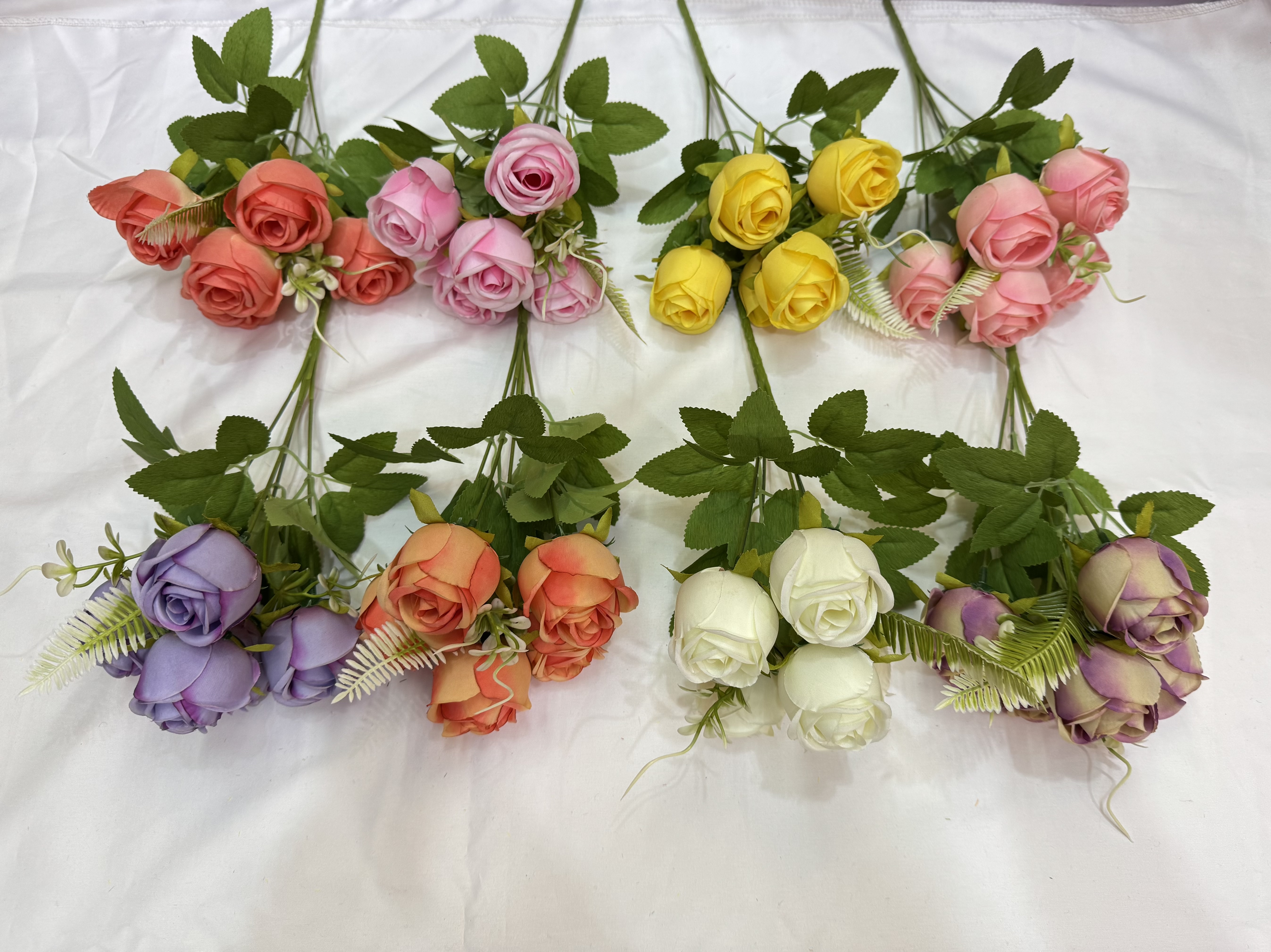 义乌群群工艺花行布艺塑料0512-04瓶插仿真花5叉圆苞玫瑰500pcs/箱批发