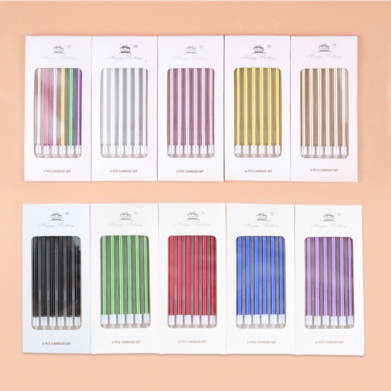 6支装/盒，派对装饰生日蜡烛，生日派对用品，彩色/金色/渐变/彩色生日蜡烛，温馨家用烛光礼品，蛋糕装饰用品家具装饰用品