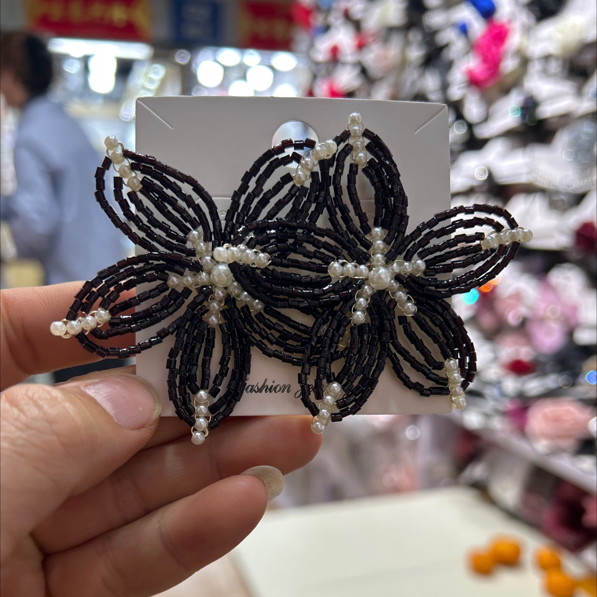 花筏NOTJUSTHIM《Balloon Flower》重工串珠花朵一字夹百搭耳环