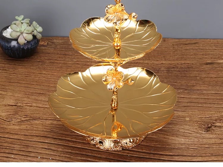 Candy box, double-layered living room, dried fruit plate, ironwork creative home compartments, snack storage plate, coffee shop tea and snack plate, fruit plate, dried fruit display table, dried fruit box detail image 13