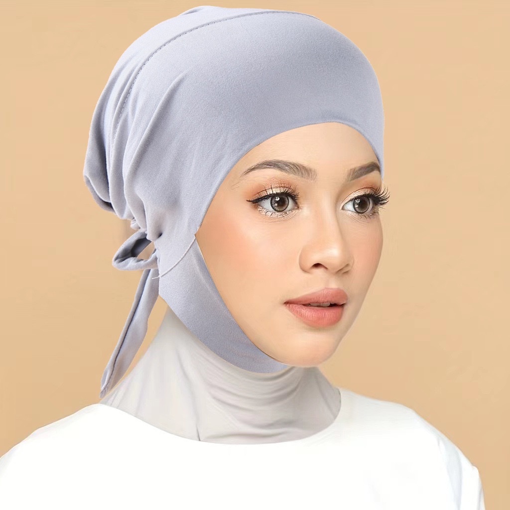 打底帽时尚头巾帽现货hijab中东妇女速卖桶跨境新款多色 纯色抽绳