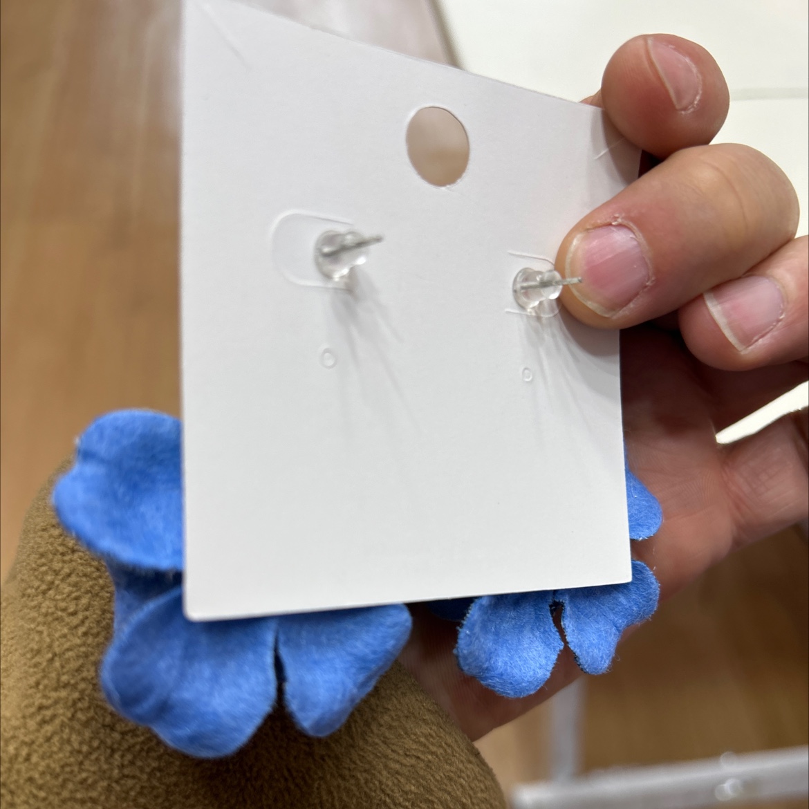 复古蓝色牛仔玫瑰花耳钉时髦辣妹大耳环酷飒风夸张独特布艺耳饰女详情图3