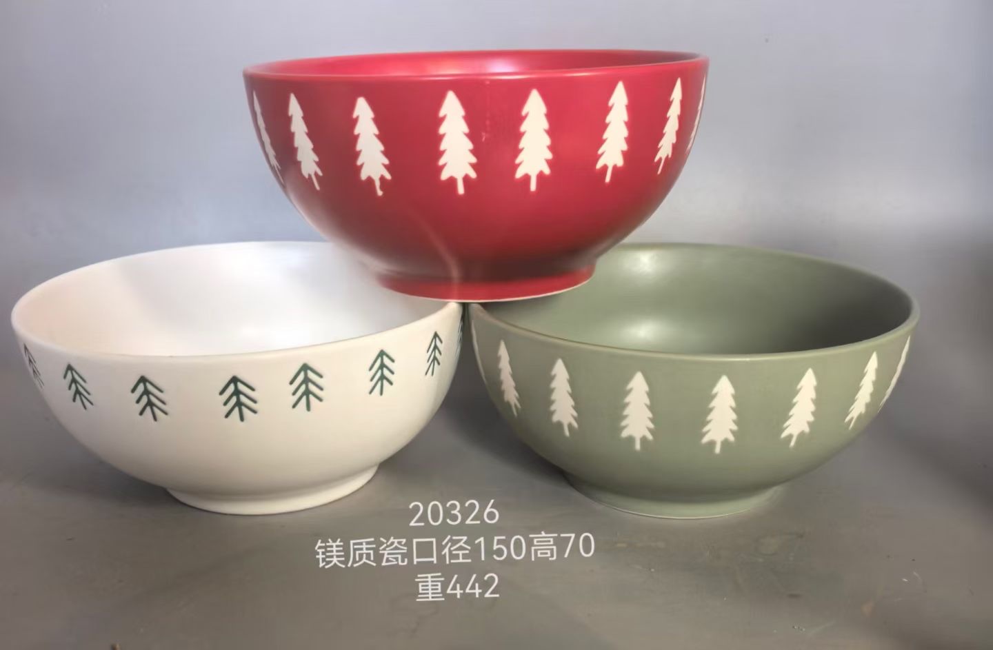 三色圣诞树（圣诞浮雕碗）6寸碗