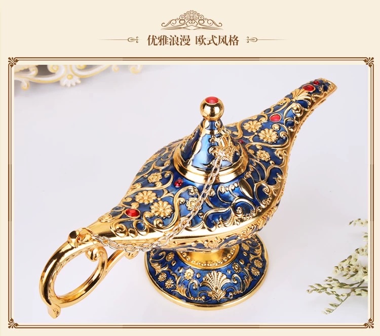 Aladdin's magic lamp tinware, retro European handicrafts, alloy creative, Russian wish lantern, home metal decorative items, handicrafts, gilding with resin coating, sturdy alloy made, elegant and romantic European style, purely hand-carved detail image 12