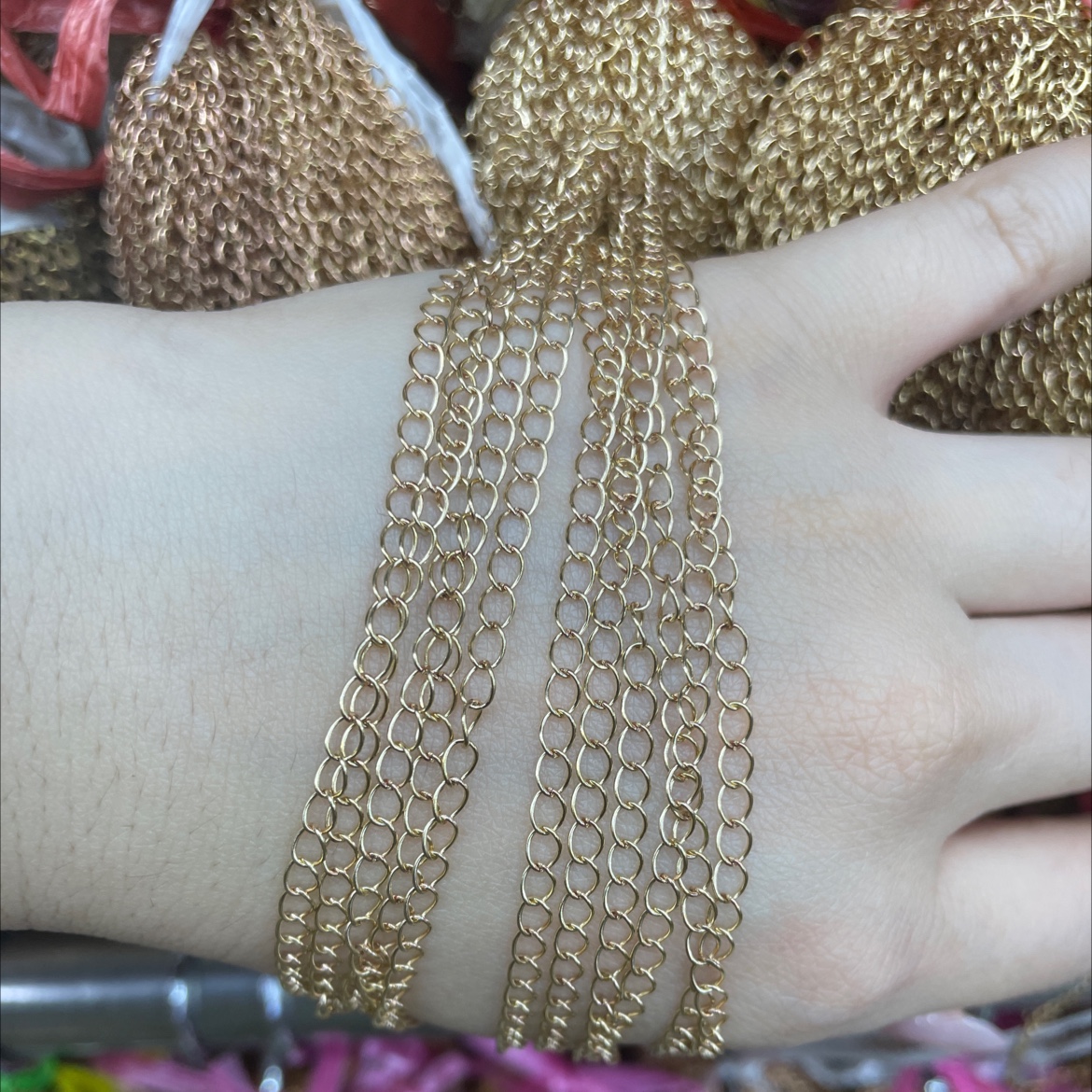 Bead chain, acrylic buckle, semi-finished decorative chain accessories, DIY materials, colorful, fashionable and trendy tail chain, bead chain details Picture