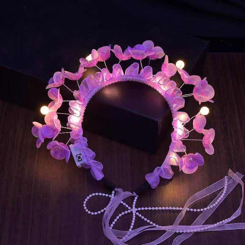 小轻奢蝴蝶兰仿真手感簪花发光发箍3 D打印花片发夹儿童发夹细节图