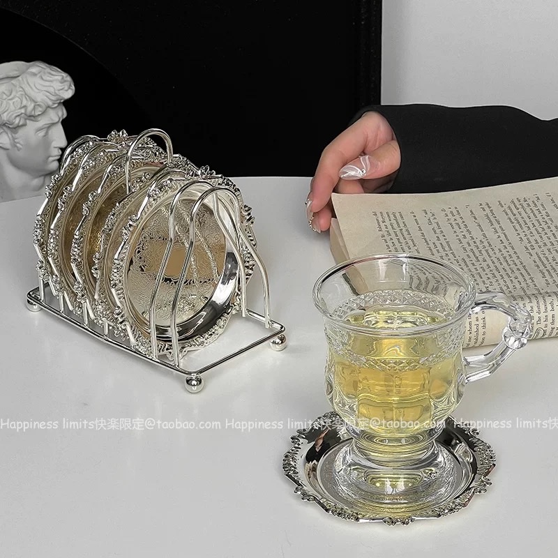 A 6-piece set of high-end alloy home decoration items, coffee cup MATS, heat insulation pads, zinc series, fashionable and practical detail image 10
