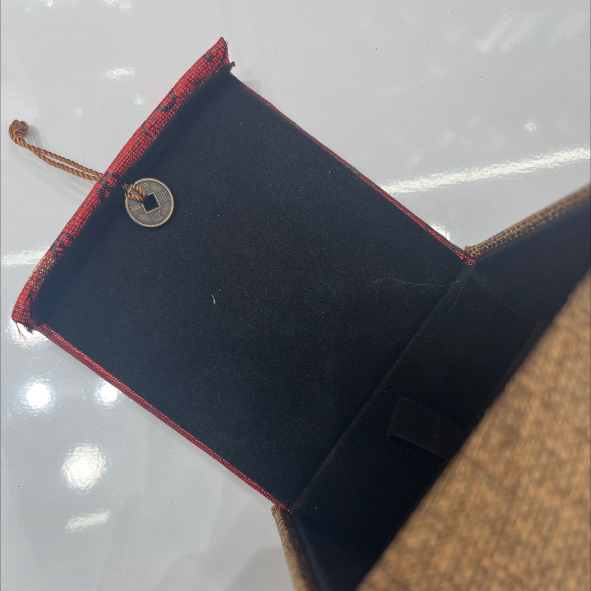 中国风 麻布料 诗经纹流苏红色手镯手链首饰盒 首饰包装盒饰品盒详情图2