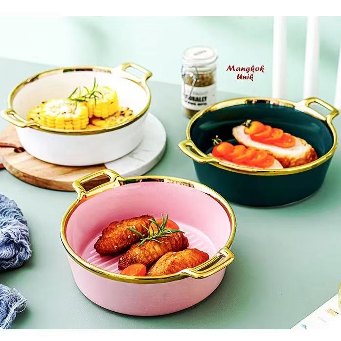 方圆陶瓷电镀色釉餐具网红爆款餐具