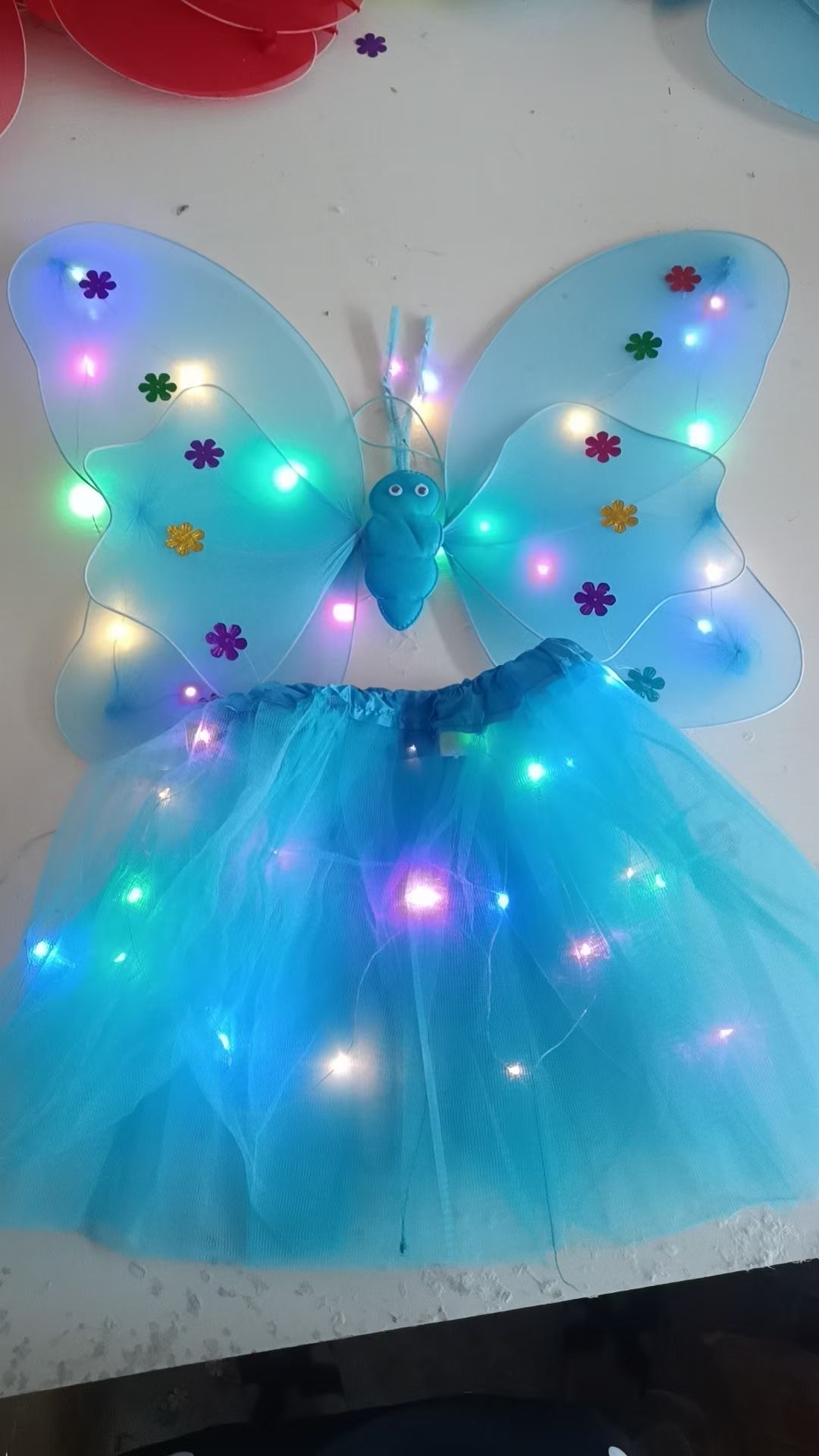 发光蝴蝶翅膀四件套带灯 儿童服饰演出表演道具套装