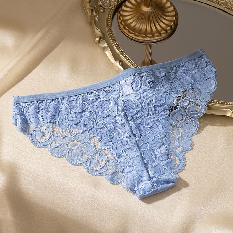 Cross-border trade European-style lace underwear, women's ice silk, women's triangle pants, sexy back cutout breathable, large-sized waistband detail image 2