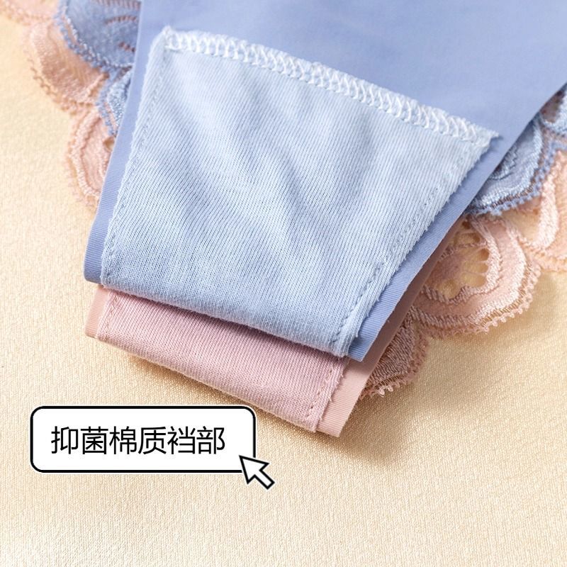 Cross-border trade European-style lace underwear, women's ice silk, women's triangle pants, sexy back cutout breathable, large-sized waistband detail image 4