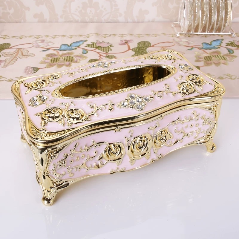 欧式长方形纸巾盒奢华高档抽纸盒客厅家用餐桌酒店宾馆KTV纸抽盒细节图