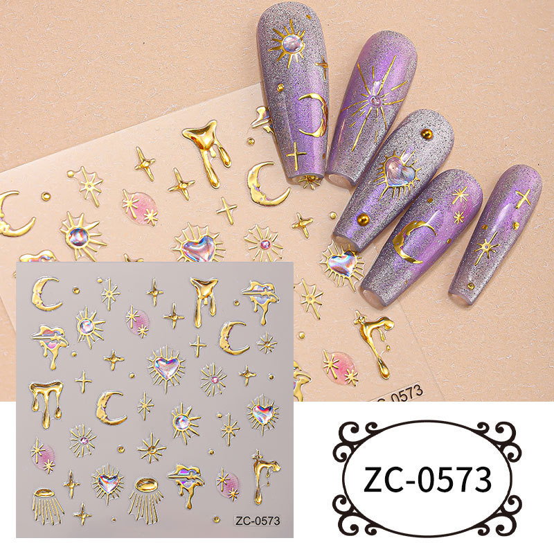 DIY nail stickers, gilded nail stickers, handmade diy details Picture