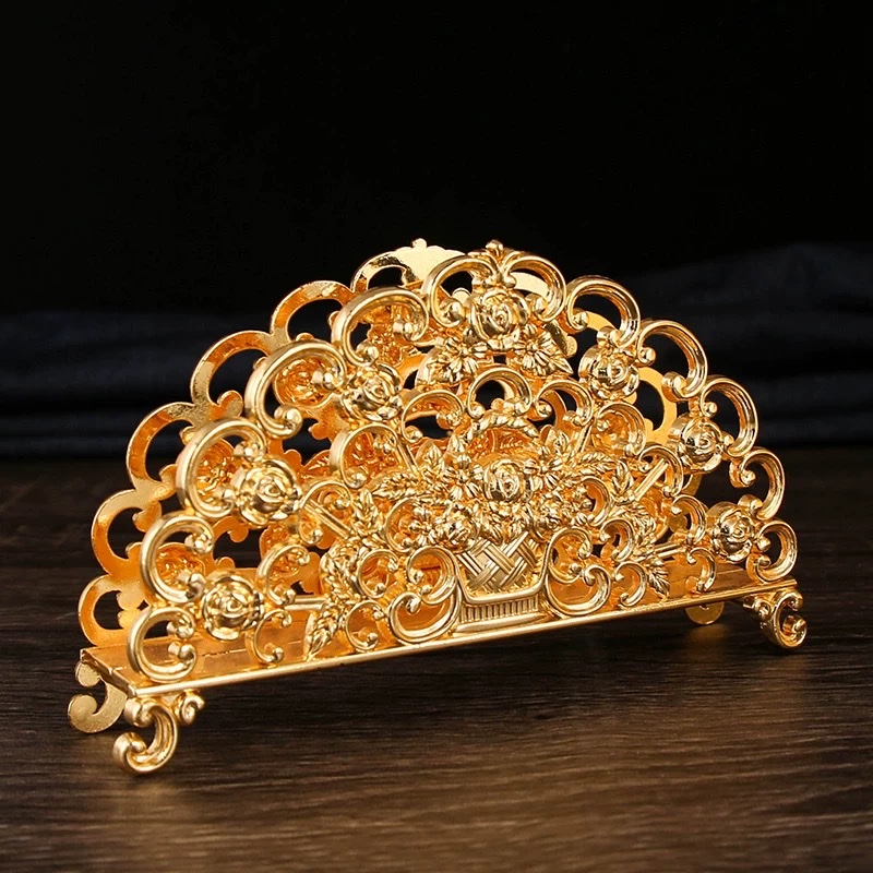Exquisite dining table, European-style patterned kitchen tissue holder, silver-plated metal tissue holder, napkin holder, home and hotel decorations detail image 14