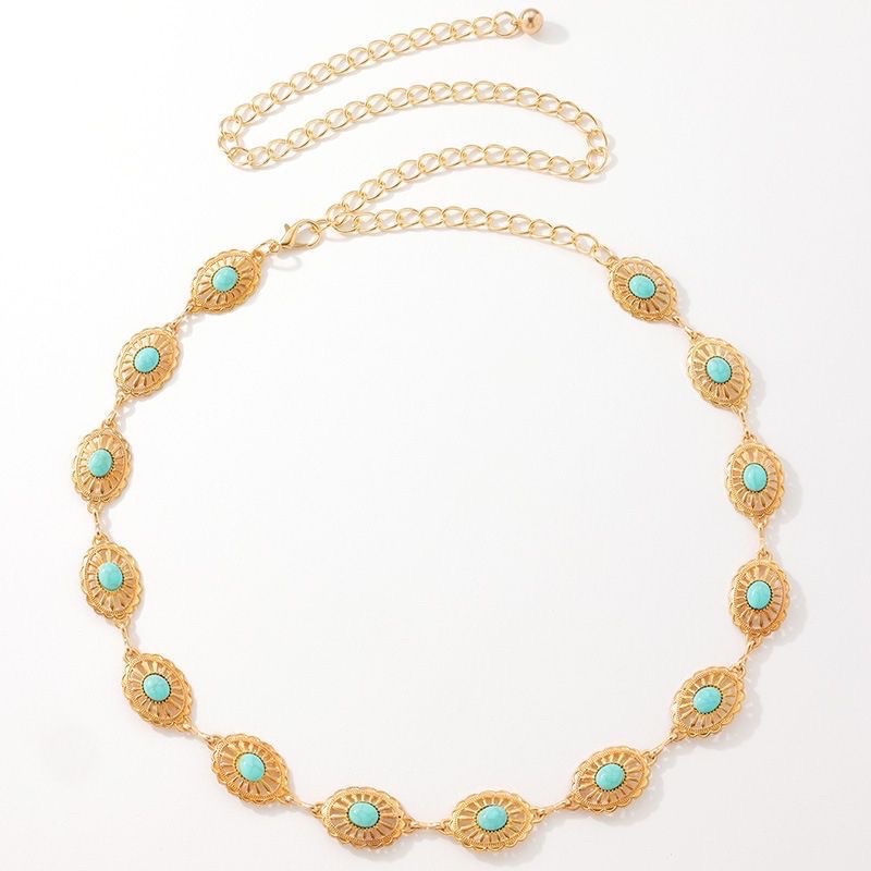 多层嘻哈风多巴胺糖果腰链潮流个性时尚饰品女款搭配百搭绿松石腰链