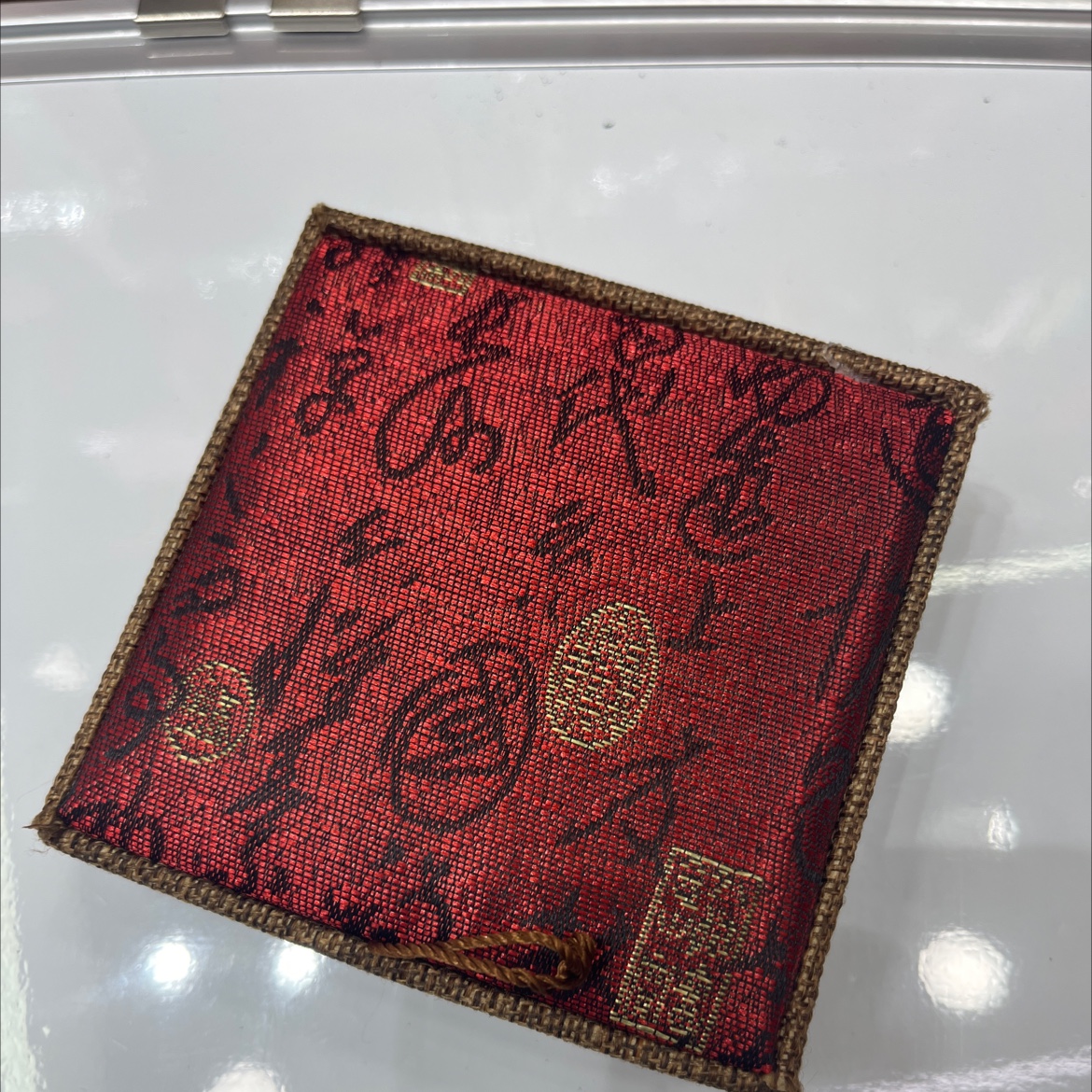 中国风 麻布料 诗经纹流苏红色手镯手链首饰盒 首饰包装盒饰品盒详情图1