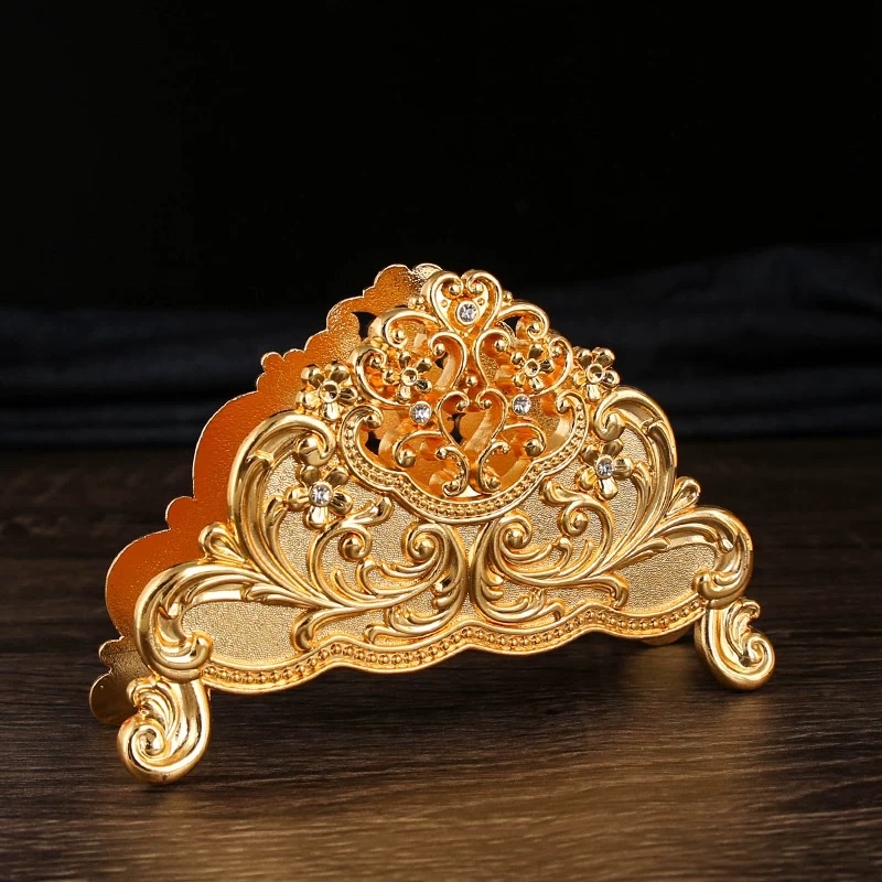 Exquisite dining table, European-style patterned kitchen tissue holder, silver-plated metal tissue holder, napkin holder, home and hotel decorations details Picture