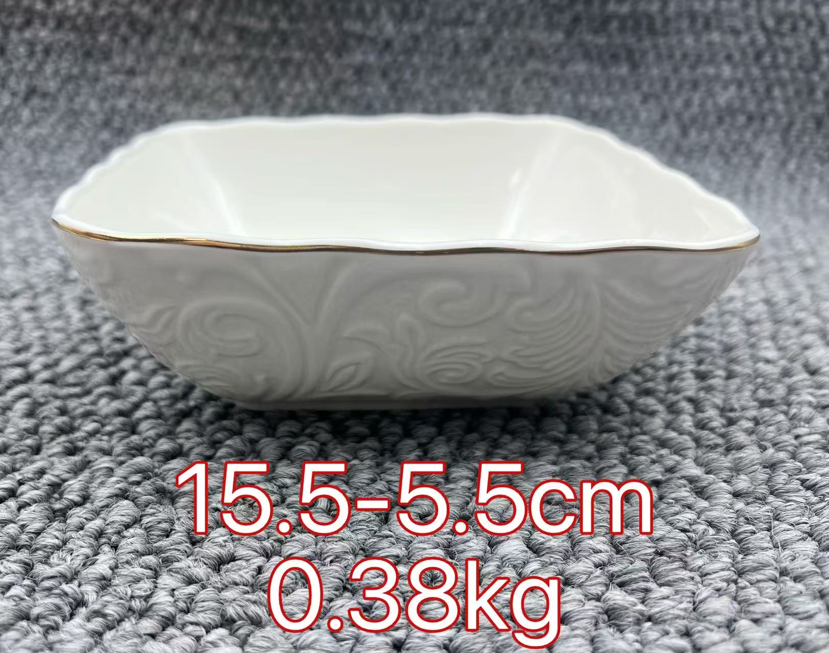 方圆陶瓷白色浮雕套装餐具描金轻奢精致简约餐具