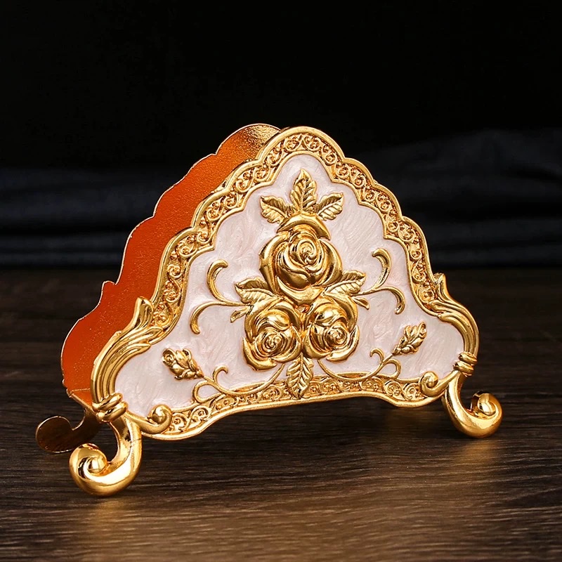 Exquisite dining table, European-style patterned kitchen tissue holder, silver-plated metal tissue holder, napkin holder, home and hotel decorations detail image 16