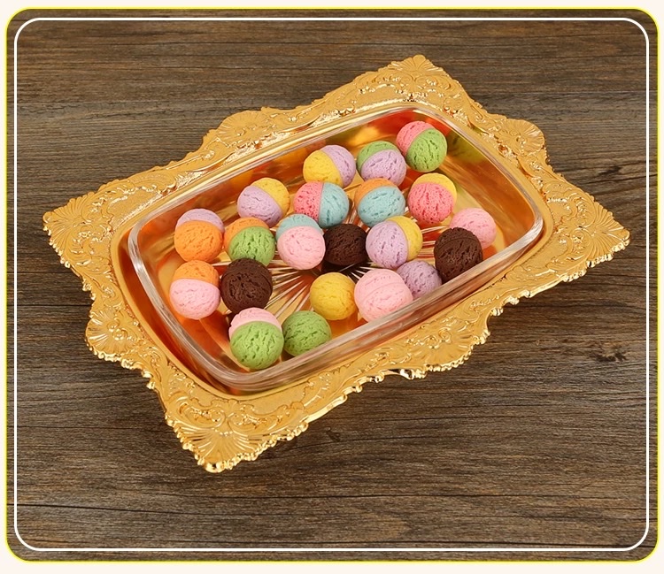 European-style retro golden square tray, living room coffee table, dried fruit plate, fruit plate, pastry plate, storage plate, decorative item plate, Western-style dinner plate, dinner plate detail image 10